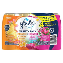 Glade Automatic Spray Air Freshener Refills, Hawaiian Breeze and Exotic Tropical Blossoms – 4 Count