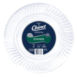Chinet Crystal Clear Plastic Dinner Plate, 10" 100 Count