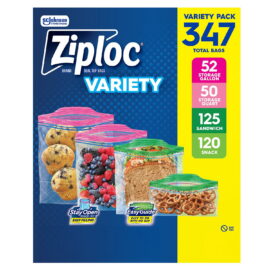 Ziploc Easy Open Bags Variety Pack with New Stay Open Design – 347 Count