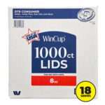 WinCup Lids with Drink Thru Tear Back 18 Series, White – 8 oz, 1000 Count