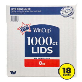WinCup Lids with Drink Thru Tear Back 18 Series, White – 8 oz, 1000 Count