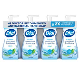 Dial Antibacterial Foaming Hand Soap, Spring Water – 7.5 fl oz, 4 Pack