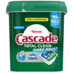 Cascade Total Clean Shine Boost ActionPacs Dishwasher Detergent, Fresh Scent – 103 Count