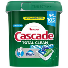 Cascade Total Clean Shine Boost ActionPacs Dishwasher Detergent, Fresh Scent – 103 Count