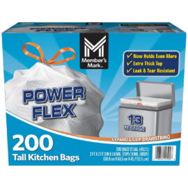 6b9e1f32-e5b2-44a0-a8f1-38c31187bda2.67435d47c859a6ec7fbae684ffd36b1d.jpeg Member's Mark Power Flex 13-Gallon Tall Kitchen Trash Bags – 200 Count