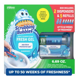 6c7490b9-4ee3-4898-a4f7-da2db98d48a2.7327604b7df0202fe752257a496162e9.jpeg Scrubbing Bubbles Toilet Gel Stamp, Rainshower 2 dispensers + 30 gel stamps