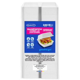 DART, Insulated Foam Hinged Lid Take Out Container, 6" Square, 1-Compartment – 240 Count