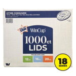 WinCup Lids with Drink Thru Tear Back and Straw Slot 18 Series, White, 12-20 oz – 1000 Count