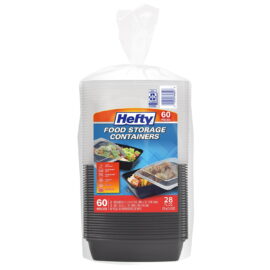 Hefty Food Storage Containers with Lids – 28 oz, 60 pc