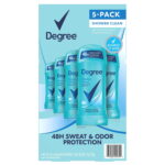 Degree Antiperspirant Deodorant, Shower Clean – 2.6 oz, 5 Pack