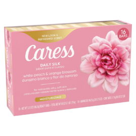 Caress Silkening Daily Silk Beauty Bar, White Peach & Orange Blossom – 3.75 oz, 16 Count