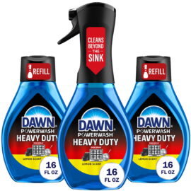 Dawn Powerwash Heavy Duty Dish Spray Bottle Set, Clean Lemon Scent, 1 Spray Bottle + 2 Refills, 48 fl. oz