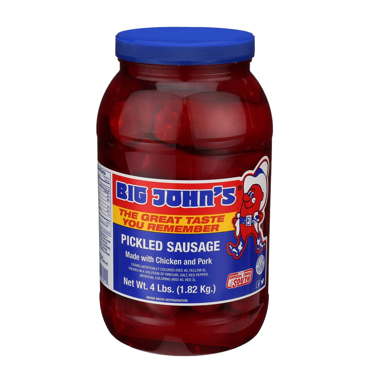 Big John's Pickled Sausage 4 lb Jar Ready-to-Eat Protein Snack
