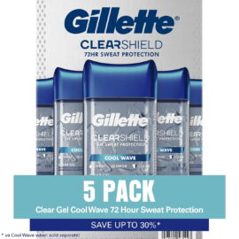 9b2ec288-5a55-4719-9923-0a2bd82cc154.5fd5b409ccfdde7e1e5348c29c308d43.jpeg Gillette Cool Wave Clear Gel Men's Antiperspirant and Deodorant – 3.8 oz, 5 Pack