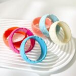💖🧡💙 3-Piece Candy Color Floral Resin Bangle Bracelet Set