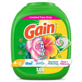 a2330704-8fb6-443d-86d6-f131745de583.5abb184e2b236dce5d7da46b2c8bd994.jpeg Gain Flings Tango Twist Laundry Detergent Pacs, Rose + Hibiscus Scent – 108 Count