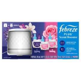 accbf5fd-420e-4d4f-963b-f6e40edade33.835bd97ff4c39846ff64f4e61b95131e.jpeg Febreze PLUG Scent Booster Kit, CALM Lavender + Vanilla Bean and April Fresh, 1 Device + 3 Refills