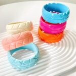 💖🧡💙 3-Piece Candy Color Floral Resin Bangle Bracelet Set
