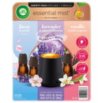Air Wick Essential Mist Cordless Oil Diffuser, Fragrance Variety Pack, 1 Diffuser + 3 Refills