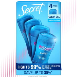 bed82631-797f-41b2-a2d0-9e7194ccaa2e.141c2969198124bb8f5a81c4e1c96079.jpeg Secret Outlast Clear Gel Deodorant, Completely Clean – 2.6 oz, 4 Pack
