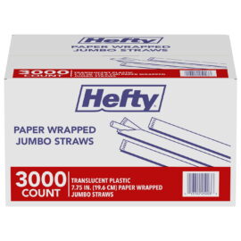 Hefty Jumbo Translucent Wrapped Plastic Straws, 7.75", 3 – 000 Count
