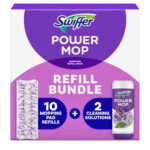 Swiffer PowerMop Refill Bundle, Lavender, 10 Mop Pads + 2 Bottles