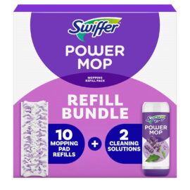 Swiffer PowerMop Refill Bundle, Lavender, 10 Mop Pads + 2 Bottles