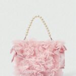 🎀💖 Pink Mesh Bow & Faux Pearl Chain Handbag