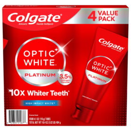 Colgate Optic White Platinum Teeth Whitening Toothpaste – 4.1 oz, 4 Pack