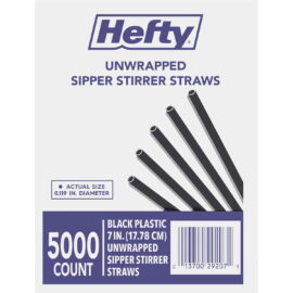Hefty Unwrapped Plastic Sipper Stirrer Straws, 7" – 5000 Count