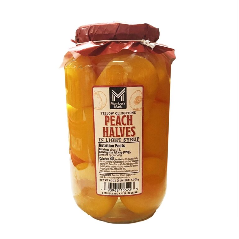 Member's Mark Peach Halves in Light Syrup – 60 oz Glass Jar