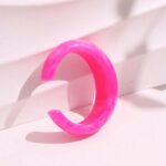 💖🤍 2-Piece Open C Resin Bangle Set – Hot Pink & Clear Statement Bracelets