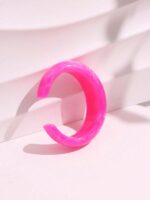 💖🤍 2-Piece Open C Resin Bangle Set – Hot Pink & Clear Statement Bracelets