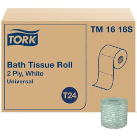 e3a0443e-a407-4483-b2a7-d8ebb152291e.7a6bd299f8d69a908f467bbeba971164.jpeg Tork Universal 2-Ply White Bath Tissue – 96 rolls, 500 sheets/roll