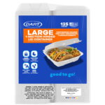 DART, Insulated Foam Hinged Lid Take Out Container, 9" Square, 1- Compartment – 125 Count