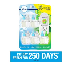 ea69772f-d56a-44a9-8449-76d2617b6e64.04bd0ac3aba2749c292103a9e4536962.jpeg Febreze Fade Defy PLUG Air Freshener, Linen & Sky + Gain Original 1 Warmer + 5 Refills