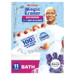 Mr. Clean Magic Eraser 2-in-1 Bathroom Cleaner Sponge, Lavender – 11 Count