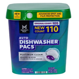 f2d38b22-a3a5-40b8-9b11-c59f6fe0afe4.a790605944539041c5cc32fd79f3498a.jpeg Member's Mark Platinum Clean Automatic Dishwasher Pacs, Fresh Clean – 110 Count