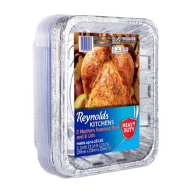 f3f25bc6-5135-4ca3-b091-e8a8748263e8.6f96547a0c4911f0131f79a7bed09212.jpeg Reynolds Consumer Products Reynolds Kitchens 12" x 9" x 3" Aluminum 10lb Roaster with Lids – 8 Count