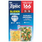 Ziploc Slider Storage Bags Variety Pack, Quart 96 Count, Gallon 70 Count