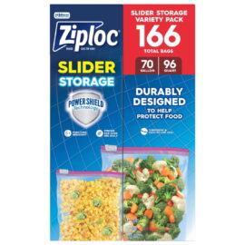 Ziploc Slider Storage Bags Variety Pack, Quart 96 Count, Gallon 70 Count