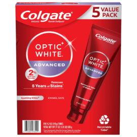 Colgate Optic White Advanced Teeth Whitening Sparkling White Toothpaste – 4.2 oz, 5 Pack