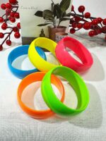 🌈✨ 5-Piece Neon Jelly Acrylic Bangle Bracelet Set – Bold Festival Statement Jewelry