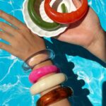 💖🤍 2-Piece Open C Resin Bangle Set – Hot Pink & Clear Statement Bracelets