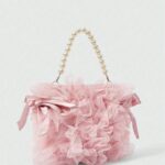 🎀💖 Pink Mesh Bow & Faux Pearl Chain Handbag