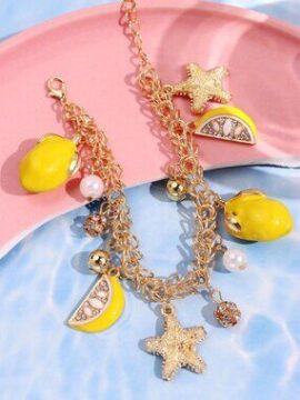 🍋✨ Cute Lemon & Star Charm Bracelet – Beachy Boho Tassel Jewelry ✨🍋
