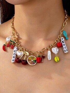 ✨ Fruity Lucky Charm Statement Necklace 🍒🌶️🍷