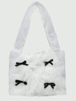 Cute Bow Mesh Shoulder Bag Ballet Style Square Mini Valentine Bag