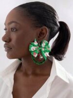 Cute Santa Claus Bow Christmas Earrings Colorful Holiday Party Jewelry