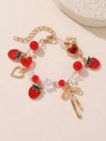 Cute Cherry Strawberry Bow Heart Flower Bracelet Women Jewelry